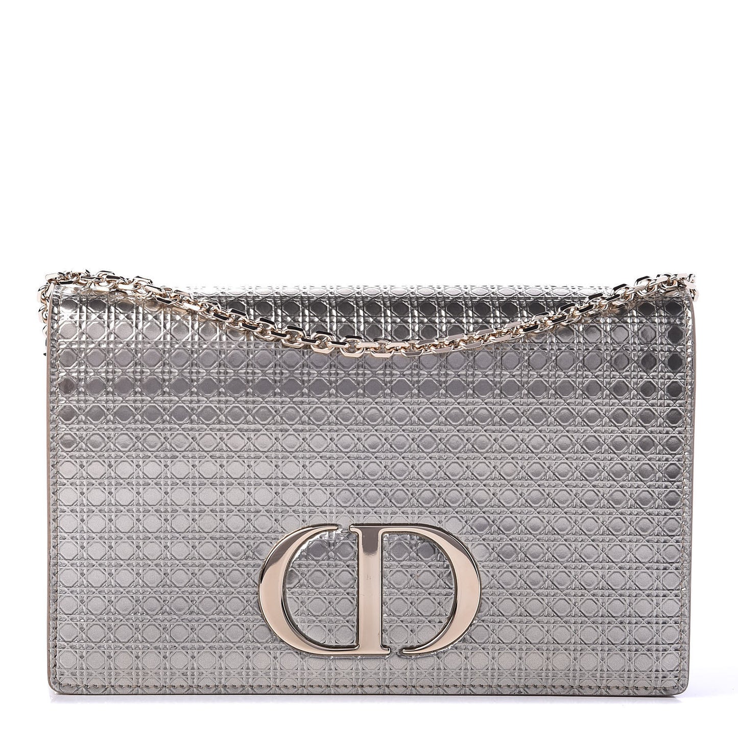 Metallic Patent Micro-Cannage 30 Montaigne 2 in 1 Pouch Gold
