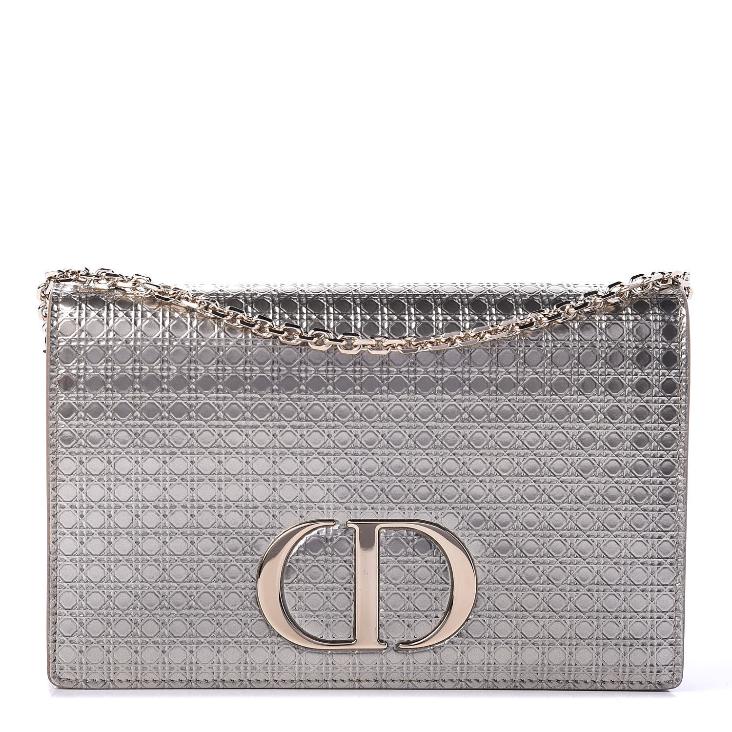 Christian Dior Metallic Patent Micro-Cannage 30 Montaigne 2 in 1 Pouch Gold 1 of 11