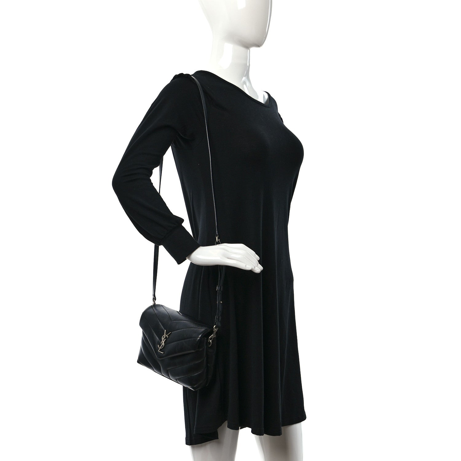 Saint Laurent Calfskin Y Quilted Monogram Toy Loulou Crossbody Bag Black 2 of 11