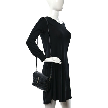 Saint Laurent Calfskin Y Quilted Monogram Toy Loulou Crossbody Bag Black 2 of 11