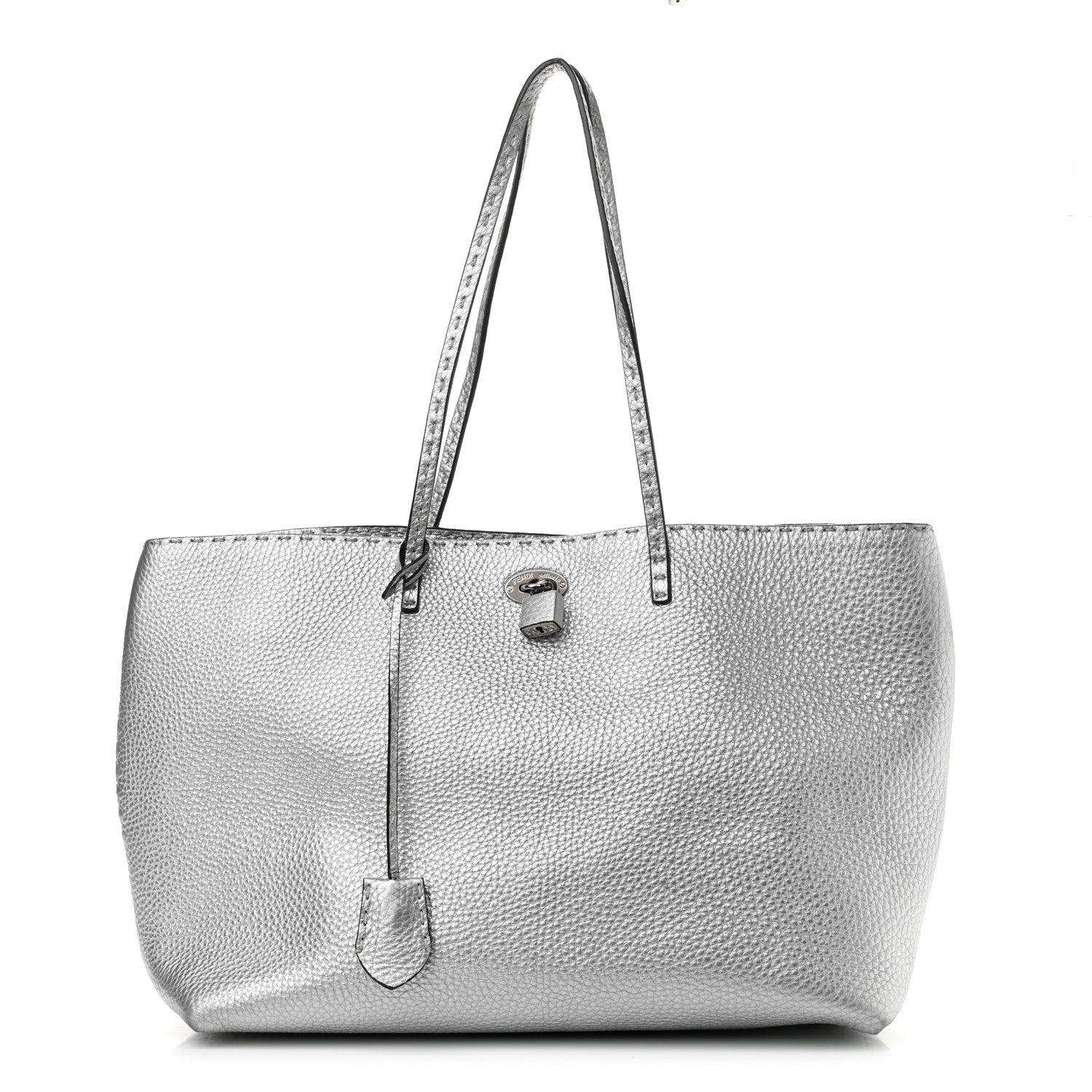 Fendi Cuoio Romano Lux Selleria Carla Shopping Tote Argento 1 of 12