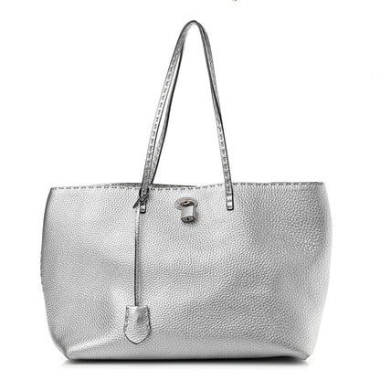 Fendi Cuoio Romano Lux Selleria Carla Shopping Tote Argento 1 of 12