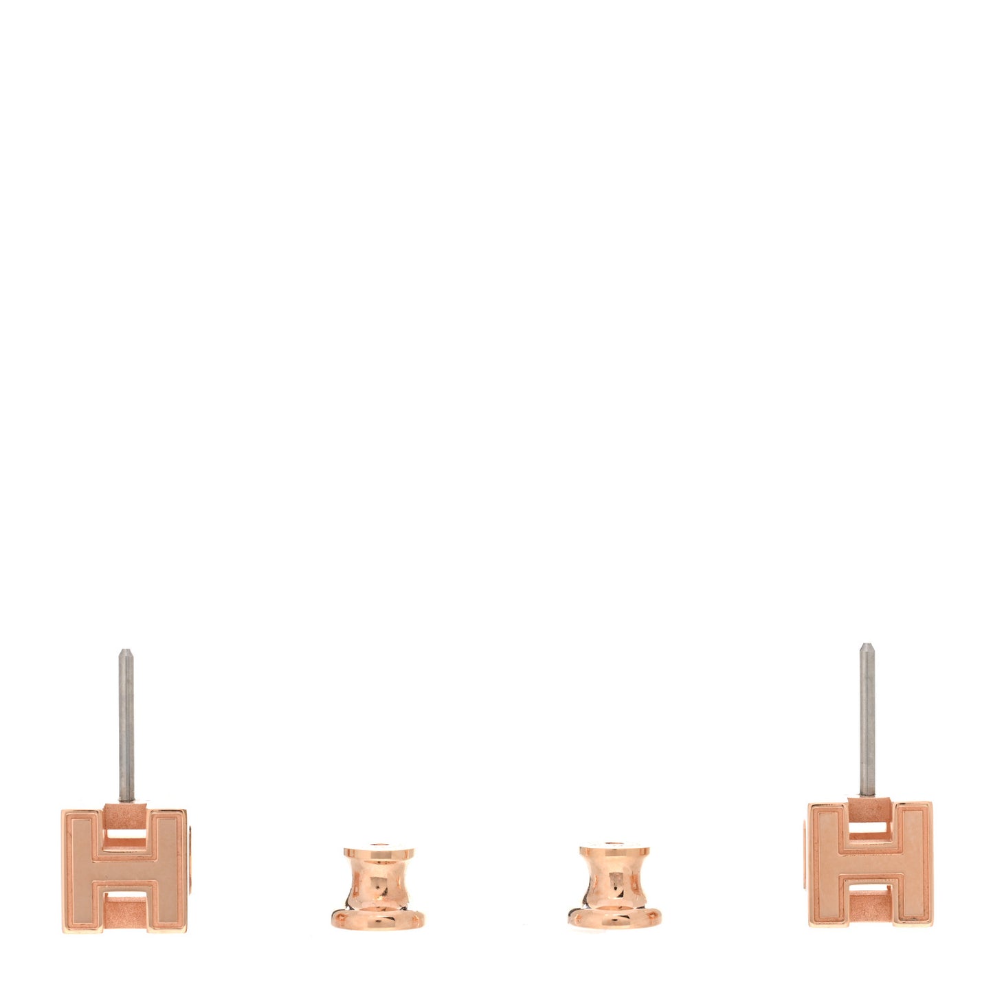 Rose Gold Lacquered Cage d'H Earrings Black