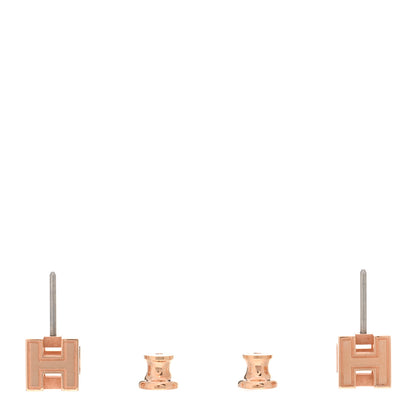 Hermes Rose Gold Lacquered Cage d'H Earrings Black 3 of 5