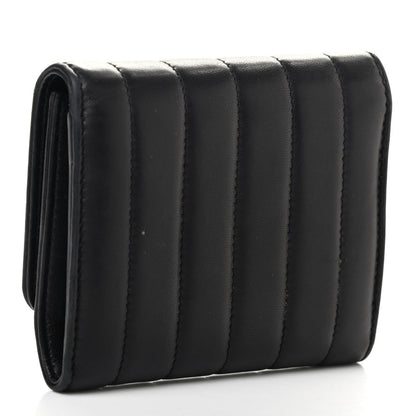 Saint Laurent Lambskin Matelasse Monogram Vicky Tri-Fold Wallet Black 3 of 10