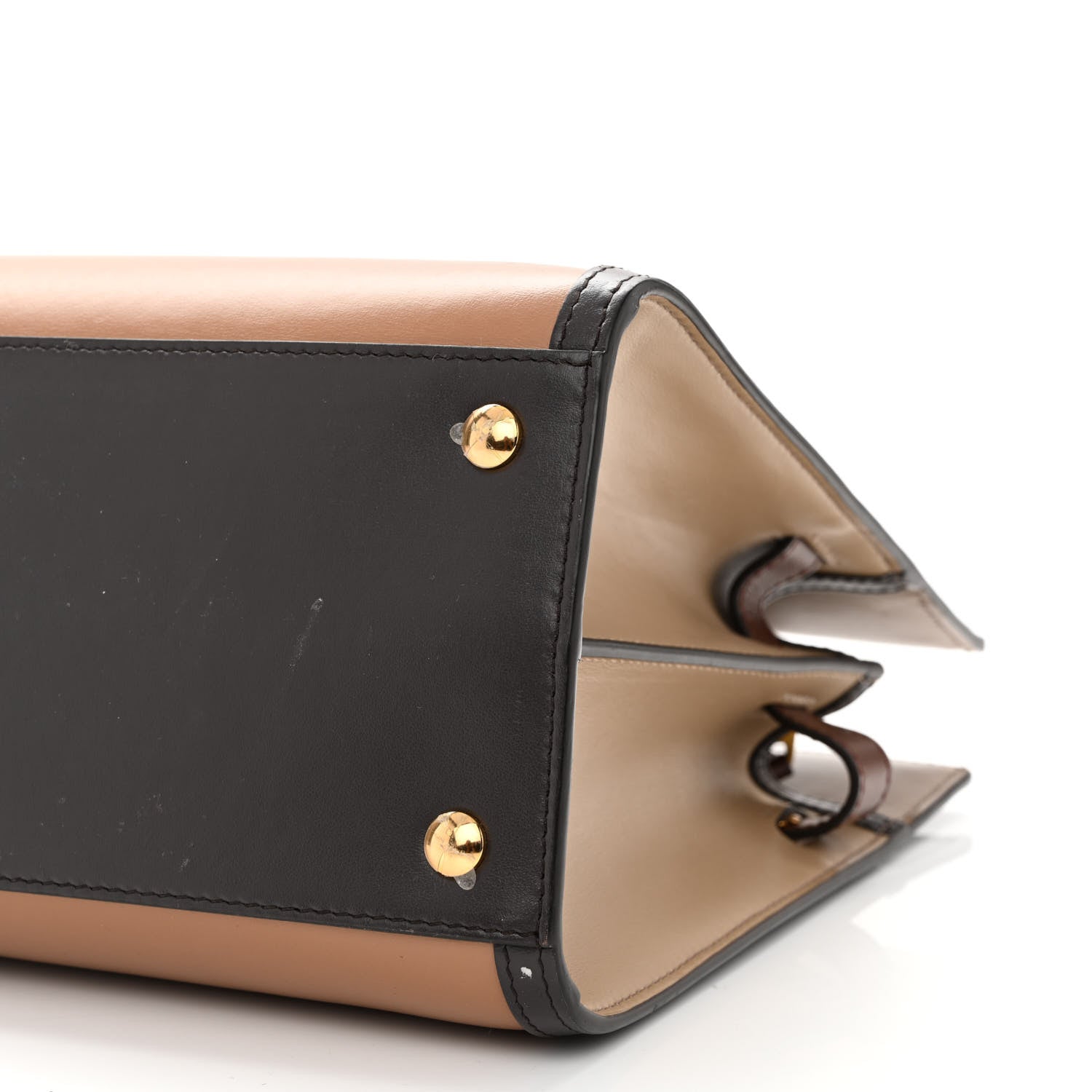 Burberry Calfskin Small Two Handle Title Bag Tan Brown 10 of 13