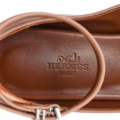 Hermes Goatskin Kirsten Sandals 38 Marron Glaise 8 of 10