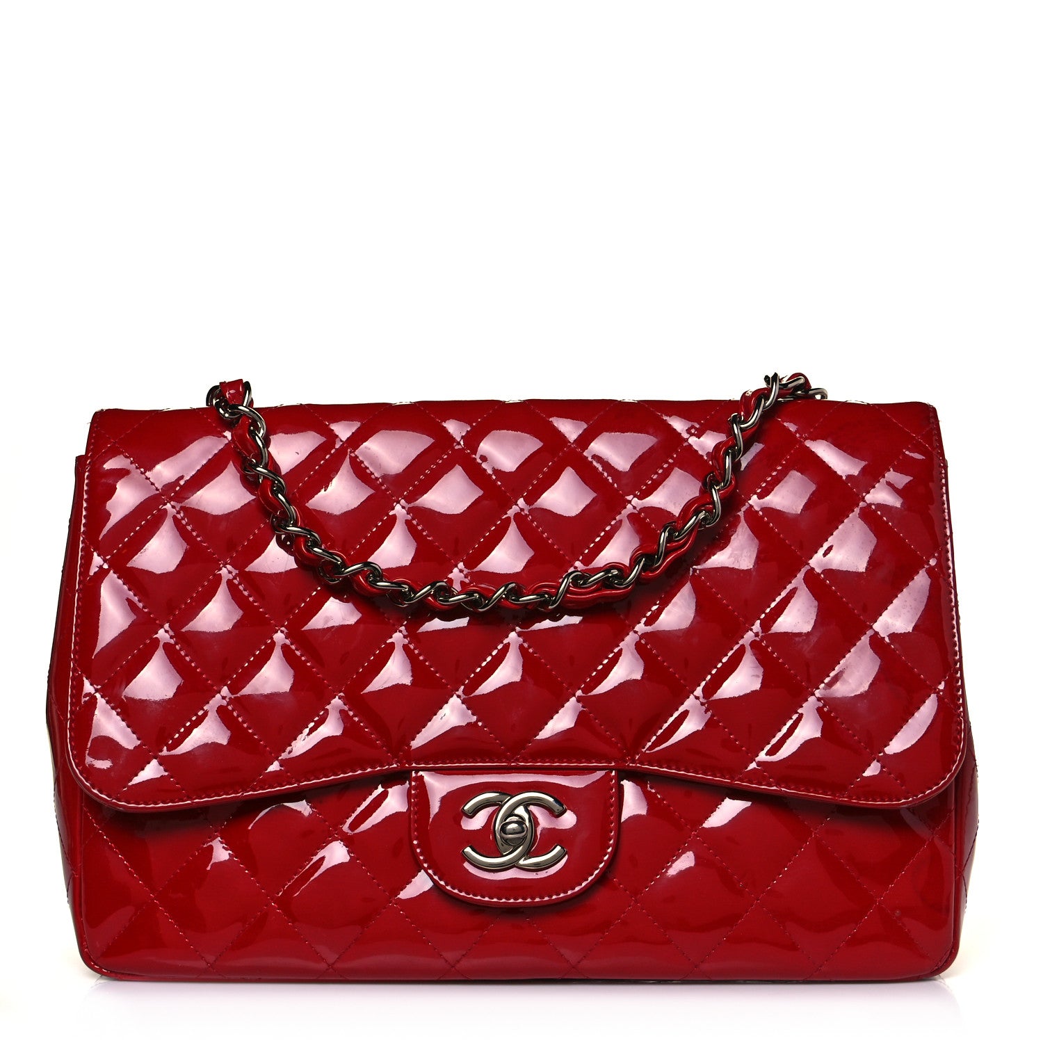 Chanel Patent Jumbo Single Flap Red 1 of 16