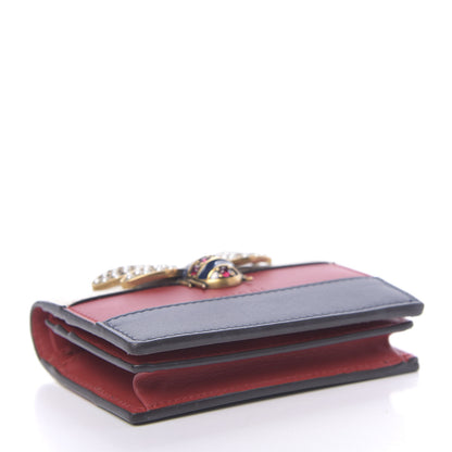 Gucci Calfskin Queen Margaret Card Case Wallet Blue Agata Hibiscus Red Mystic White 4 of 8