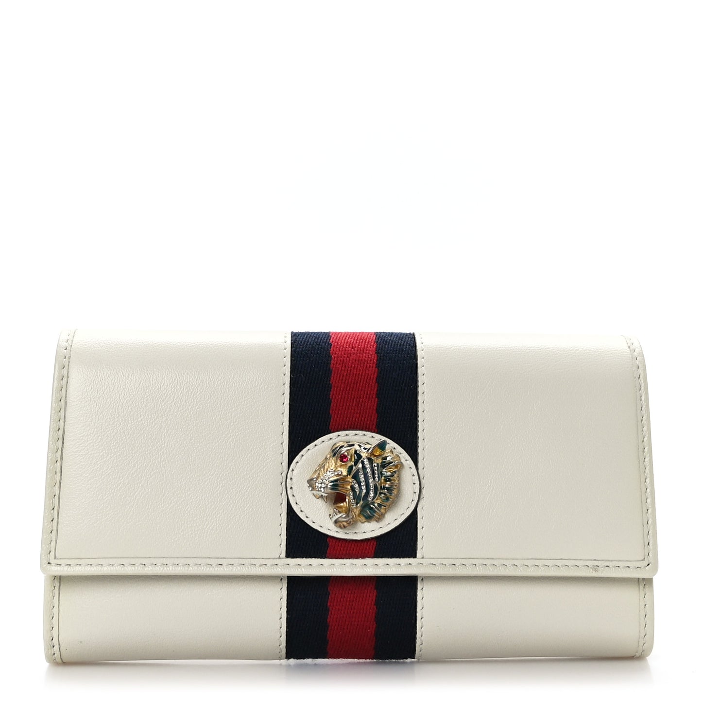 Calfskin Web Rajah Continental Wallet White