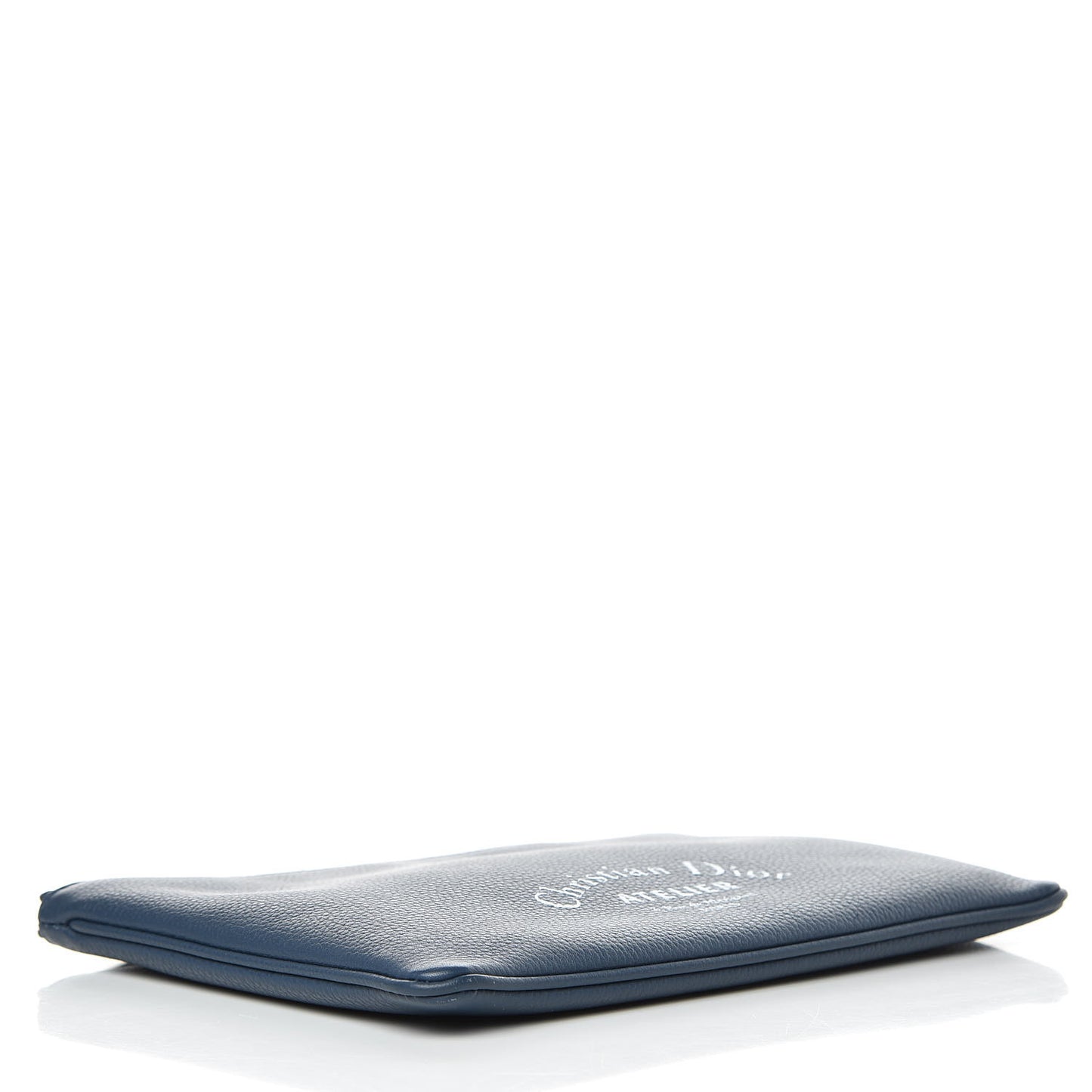Grained Calfskin Homme Zip Pouch Navy Blue