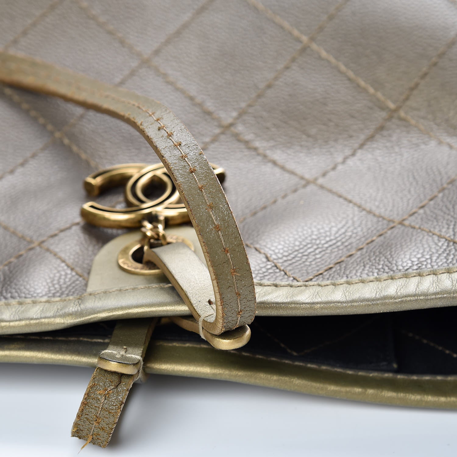 Chanel Grained Calfskin Large Shopping Fever Tote Gold 9 of 16