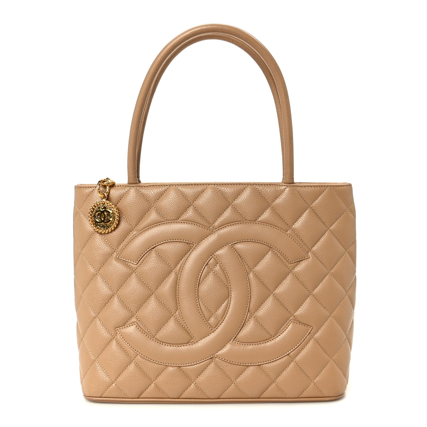 Caviar Quilted Medallion Tote Beige