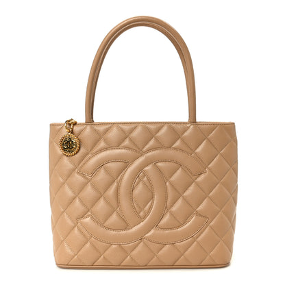 Chanel Caviar Quilted Medallion Tote Beige 1 of 9