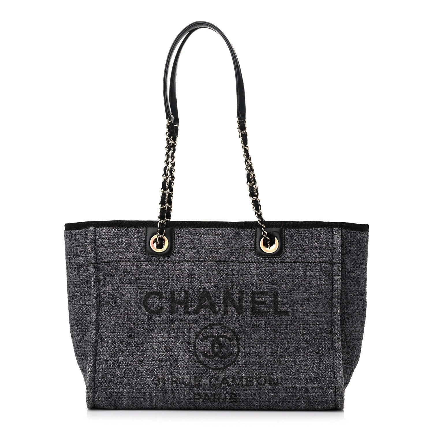 Chanel Lurex Boucle Small Deauville Tote Black 1 of 16