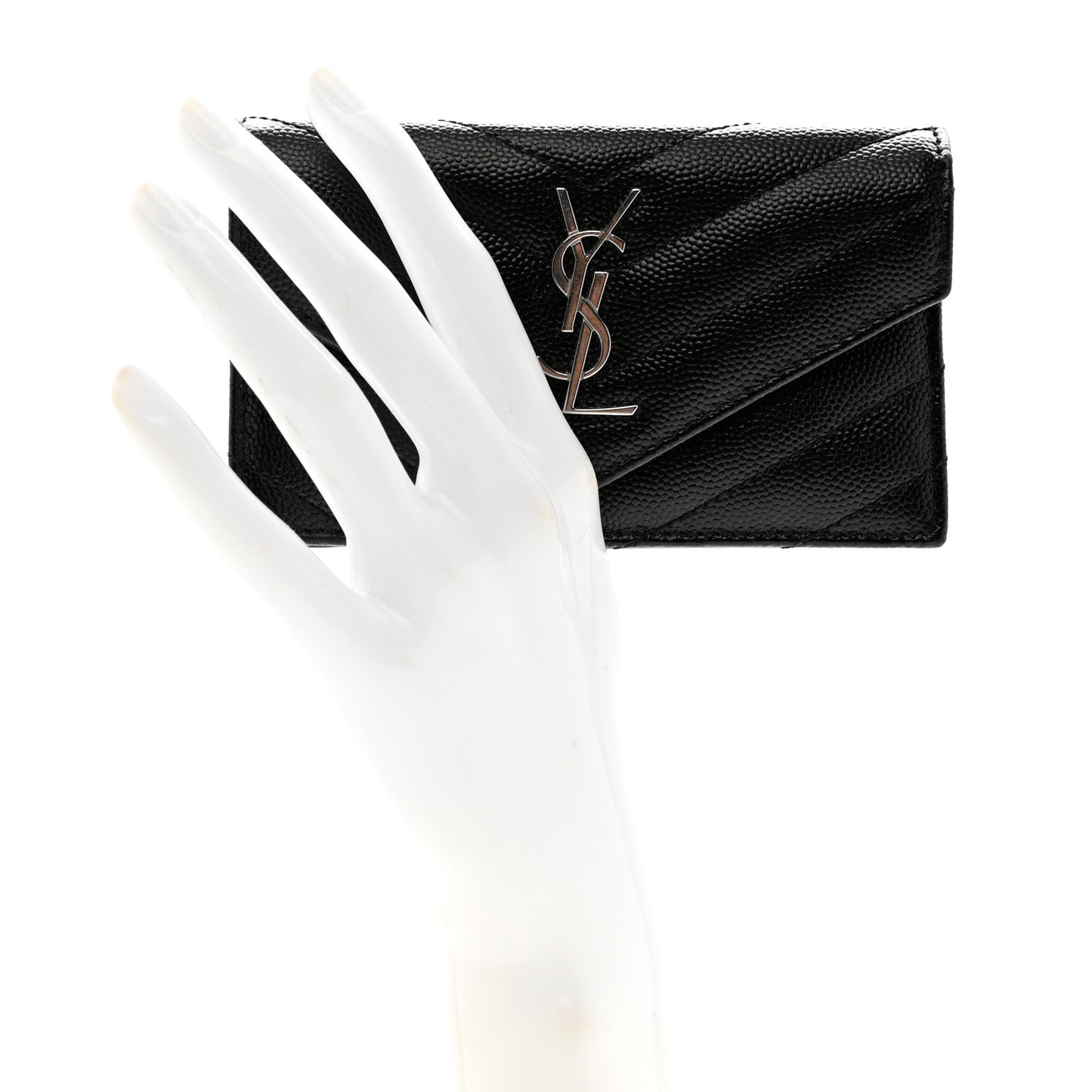 Grain De Poudre Matelasse Chevron Monogram Compact Wallet Black