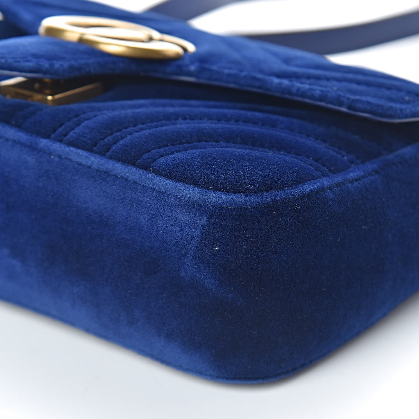 Velvet Matelasse Mini GG Marmont Shoulder Bag Cobalt Blue