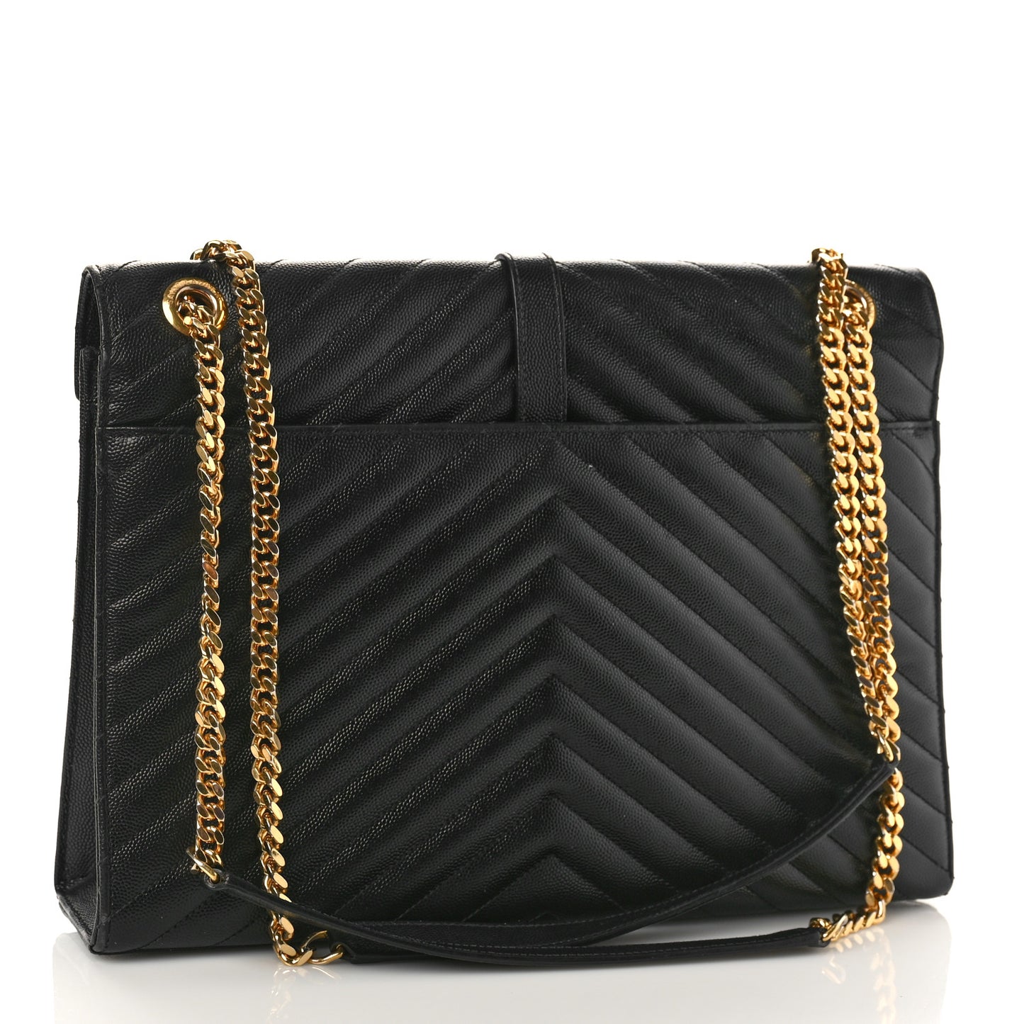 Grain De Poudre Matelasse Chevron Large Monogram Satchel Black