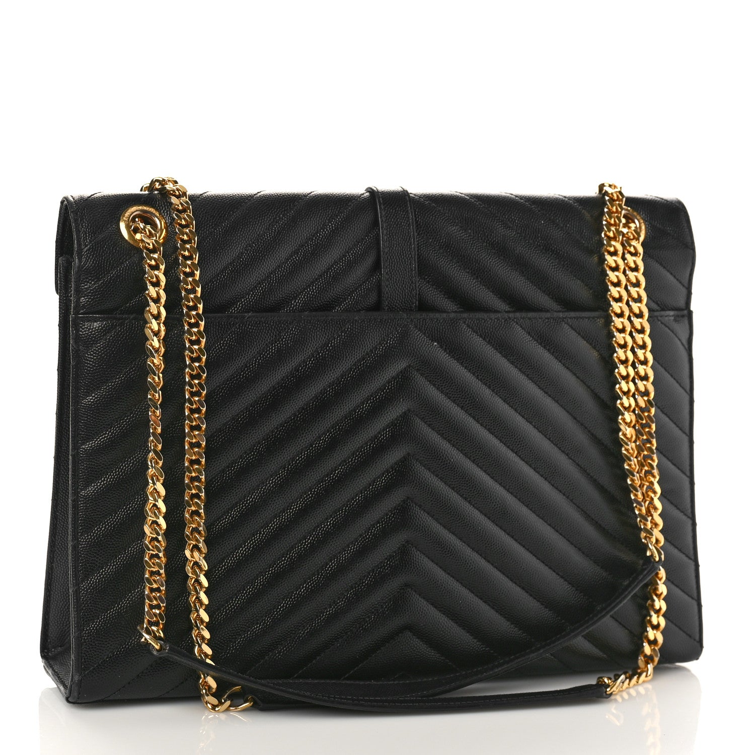 Saint Laurent Grain De Poudre Matelasse Chevron Large Monogram Satchel Black 2 of 13