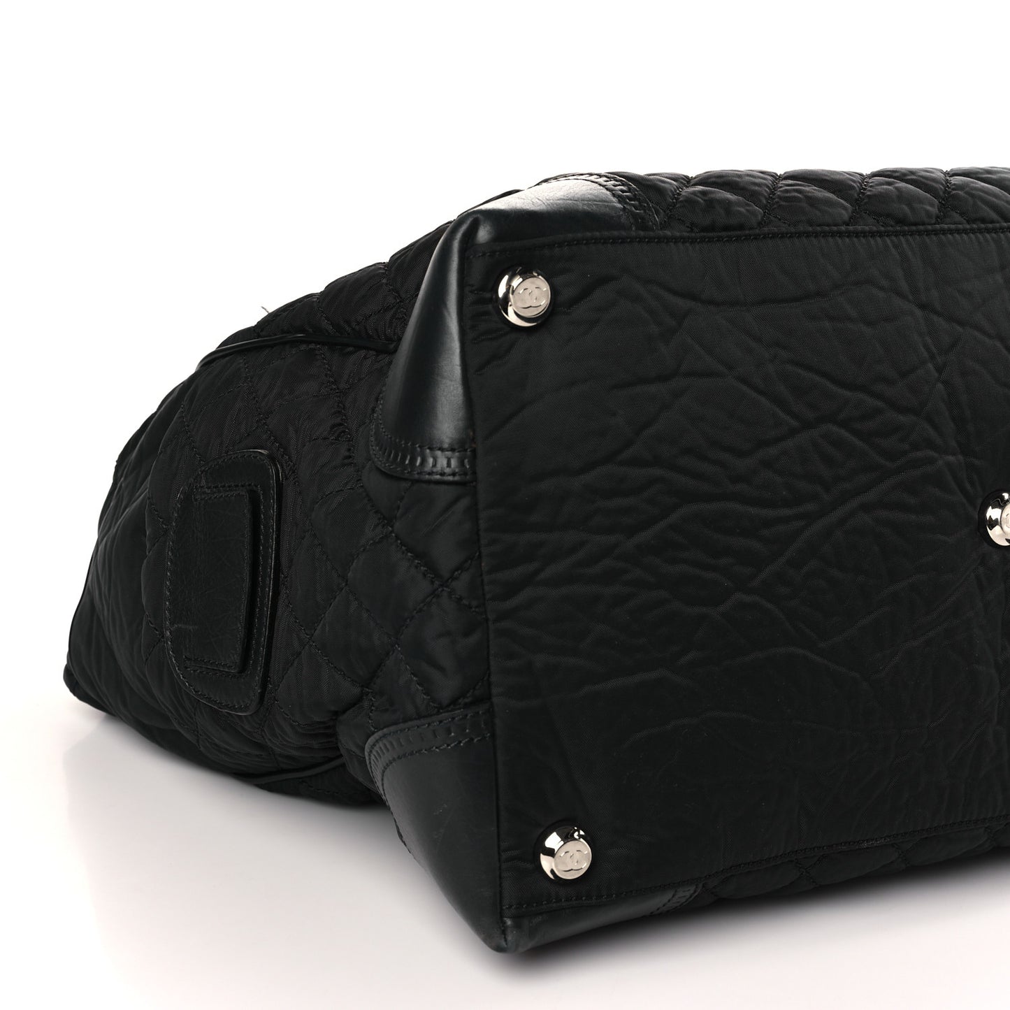 Nylon Calfskin Quilted Timeless Luggage Bag Black