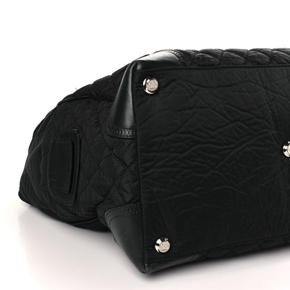 Chanel Nylon Calfskin Quilted Timeless Luggage Bag Black 8 of 11
