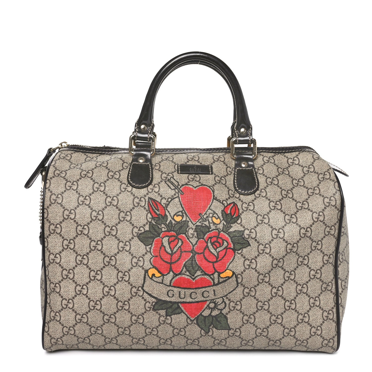 Gucci GG Plus Monogram Tattoo Heart Medium Joy Boston Dark Brown 1 of 13