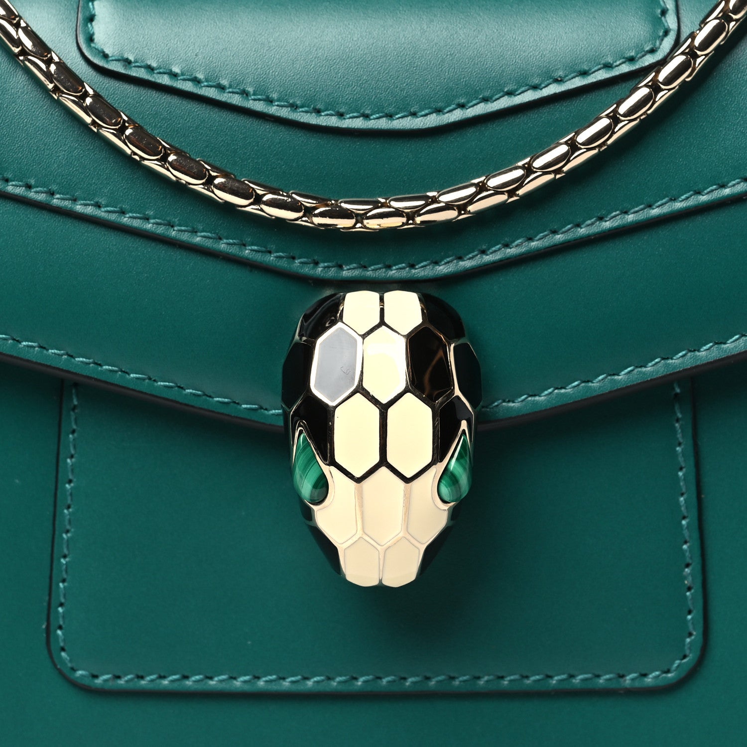 Bulgari Calfskin Small Serpenti Forever Snake Strap Crossbody Bag Emerald Green 8 of 10