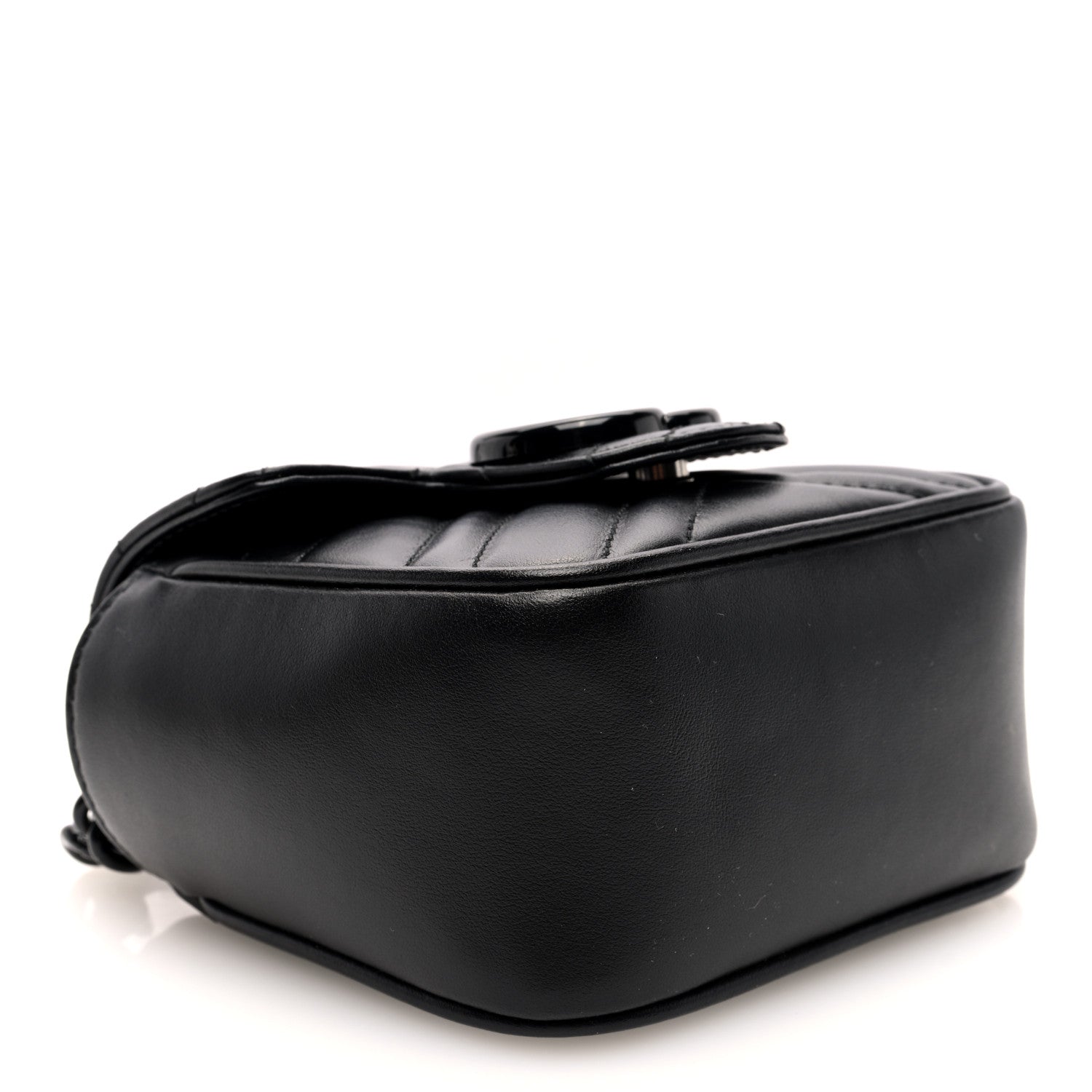 Gucci Calfskin Matelasse Monochrome GG Marmont Chain Mini Belt Bag Black 4 of 9