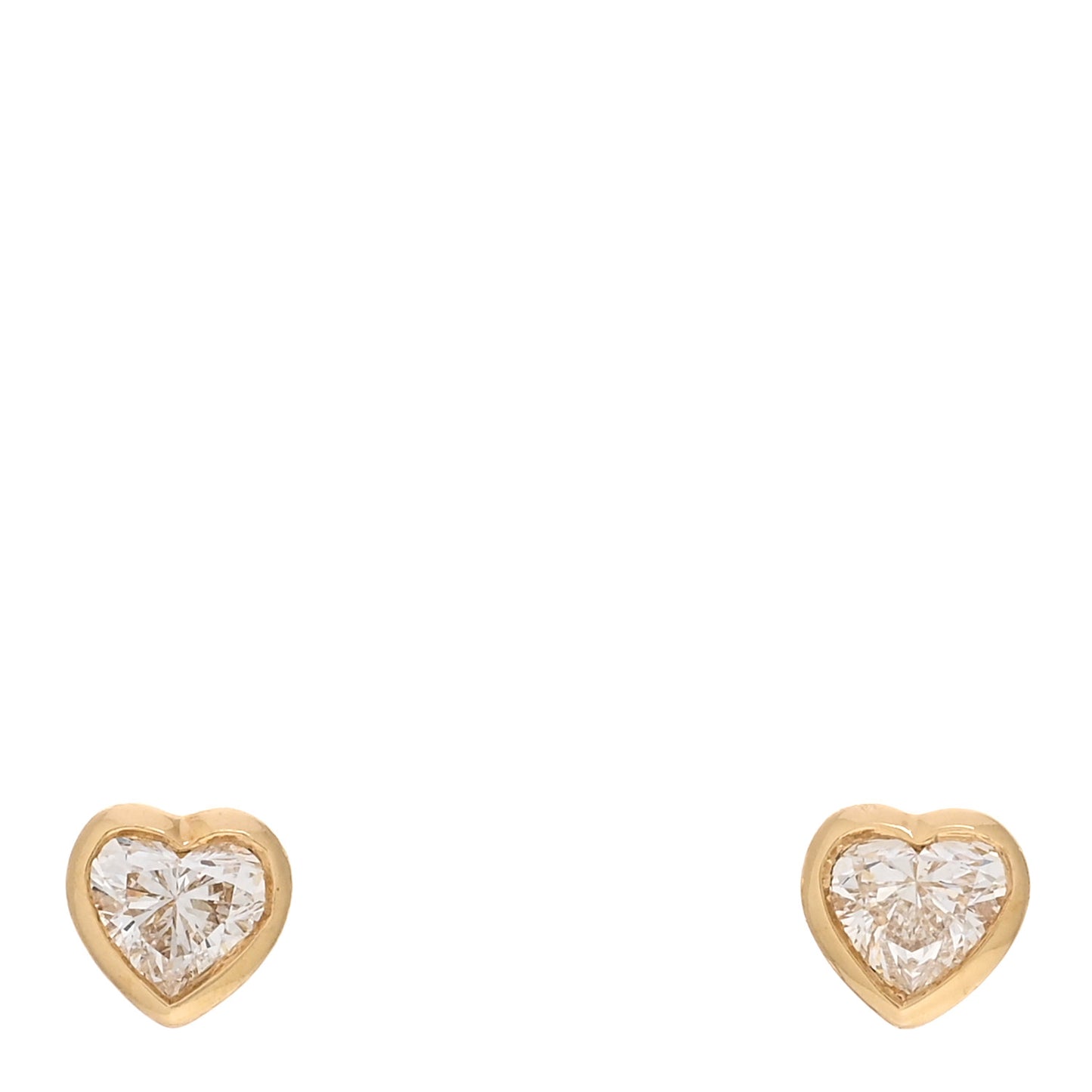 18K Rose Gold Diamond Bezel Heart Stud Earrings
