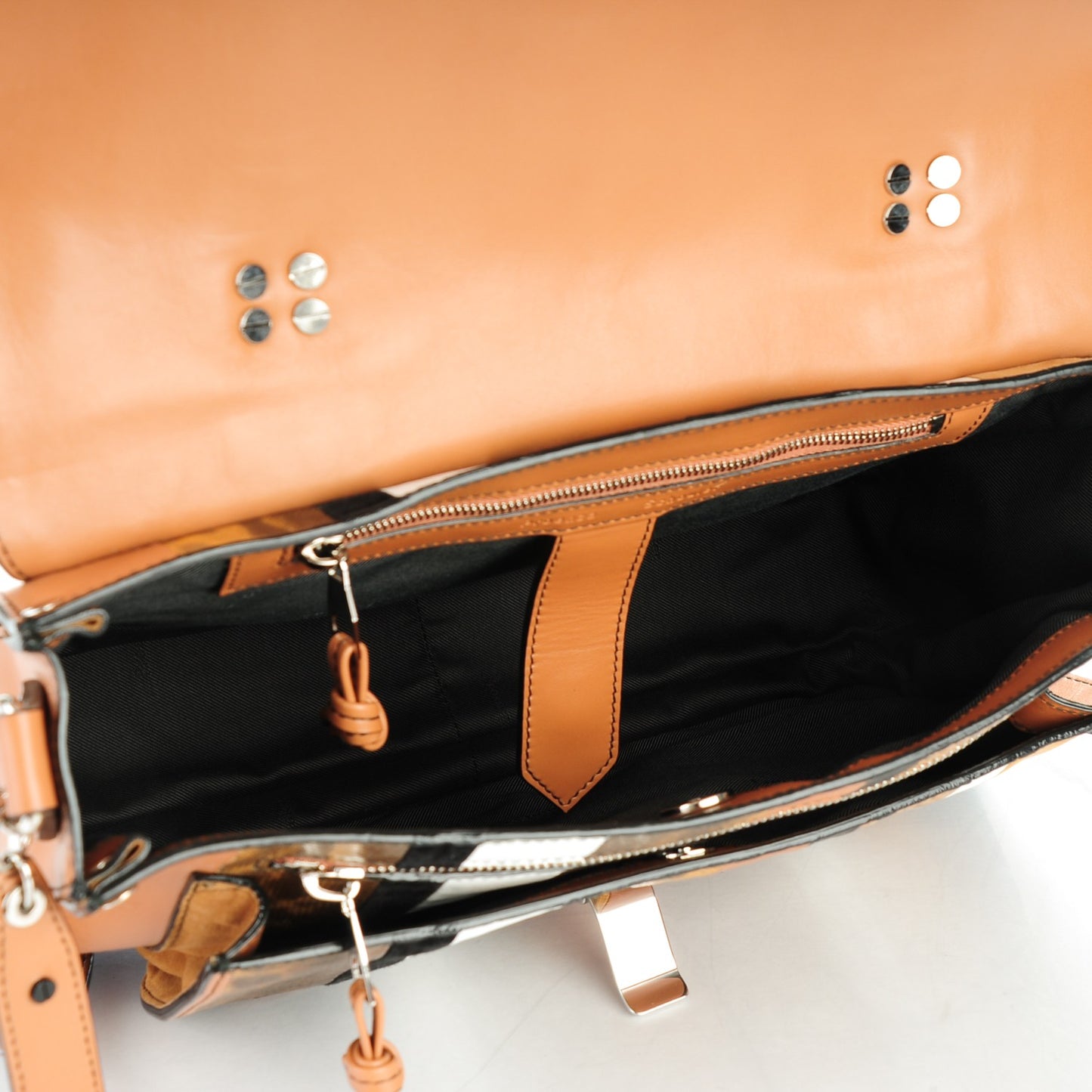 Lambskin Lizard Snakeskin Suede Medium PS1 Exotic Stripe Mix Satchel Dune
