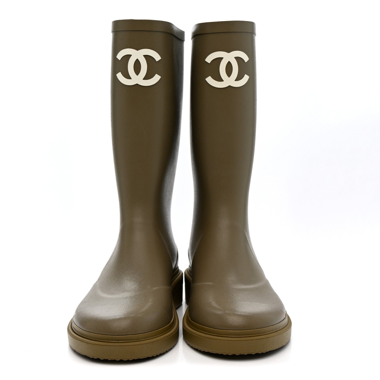 Chanel Caoutchouk CC High Boots 39 Dark Beige 2 of 9