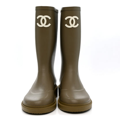 Chanel Caoutchouk CC High Boots 39 Dark Beige 2 of 9