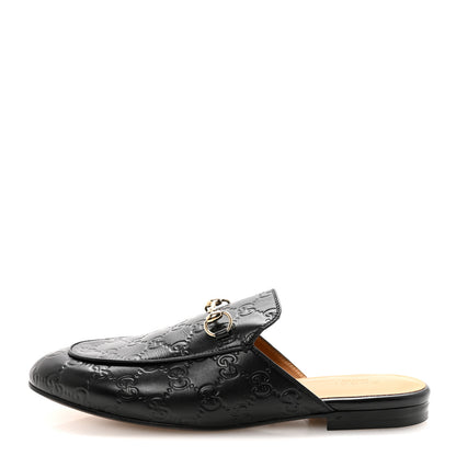 Gucci Glamour Calfskin Guccissima Womens Princetown Slippers 40 Black 1 of 10