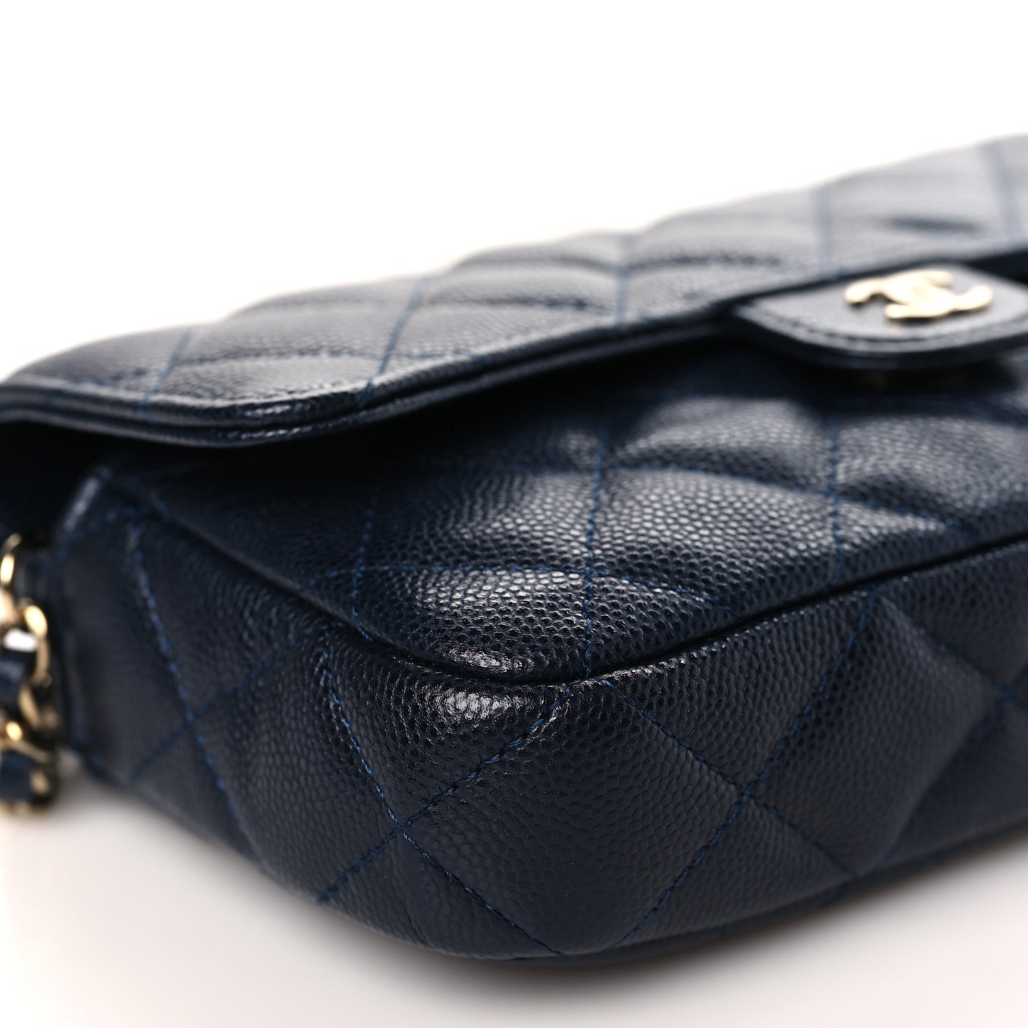 Chanel Caviar Quilted Flap Phone Holder With Chain Navy 10 of 12
