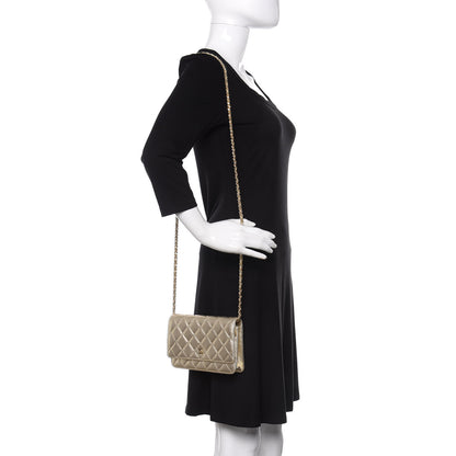 Chanel Metallic Lambskin Quilted Wallet On Chain WOC Gold 2 of 12