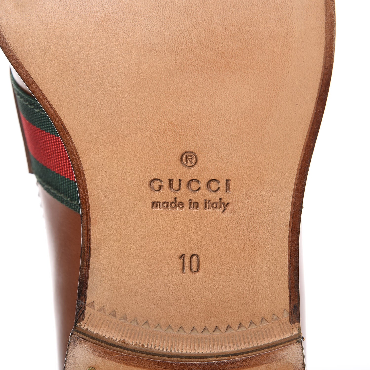 Gucci Calfskin Mens Web Bee Spirit Loafers 10 Cuir 6 of 11