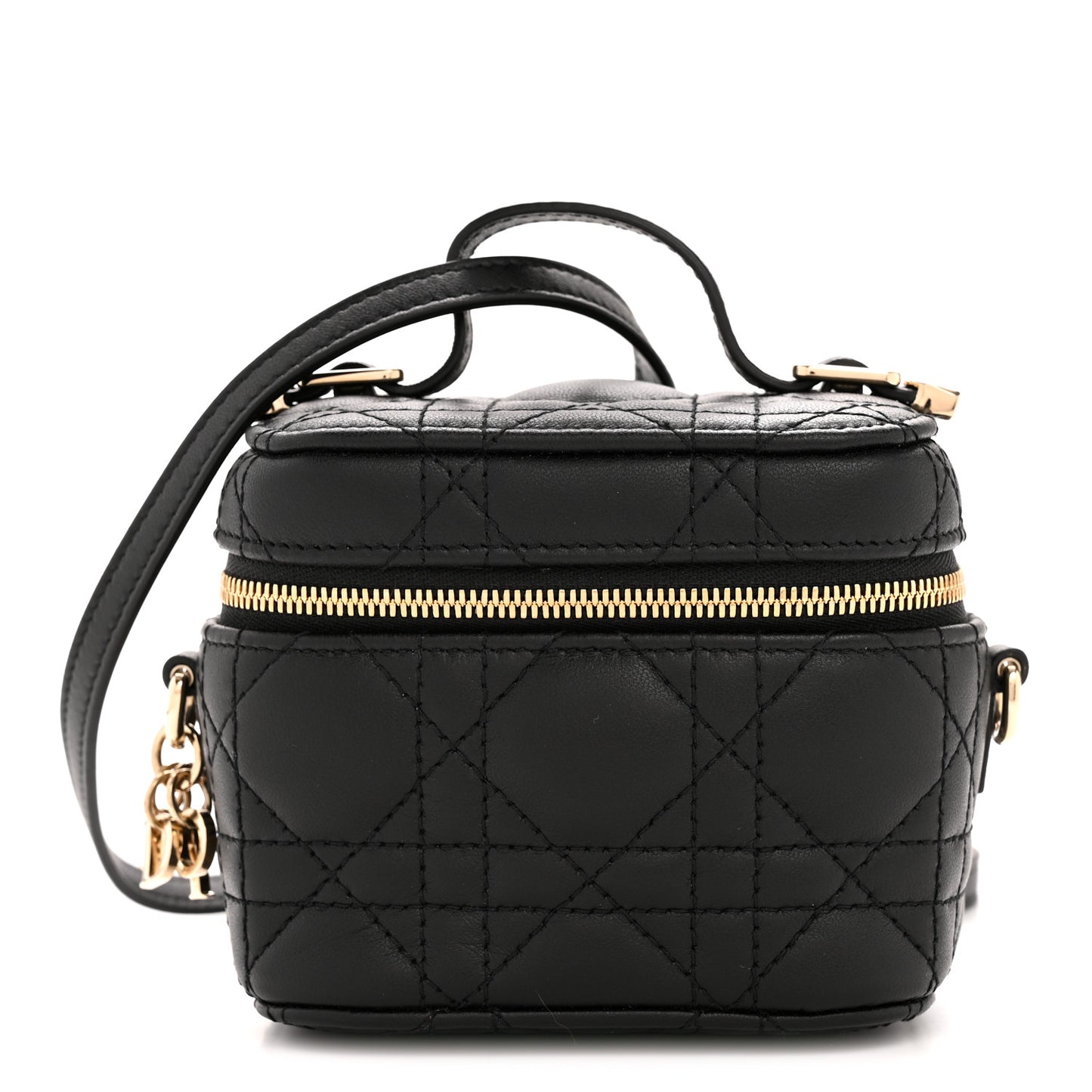 Lambskin Cannage Micro Lady Dior Vanity Case Black