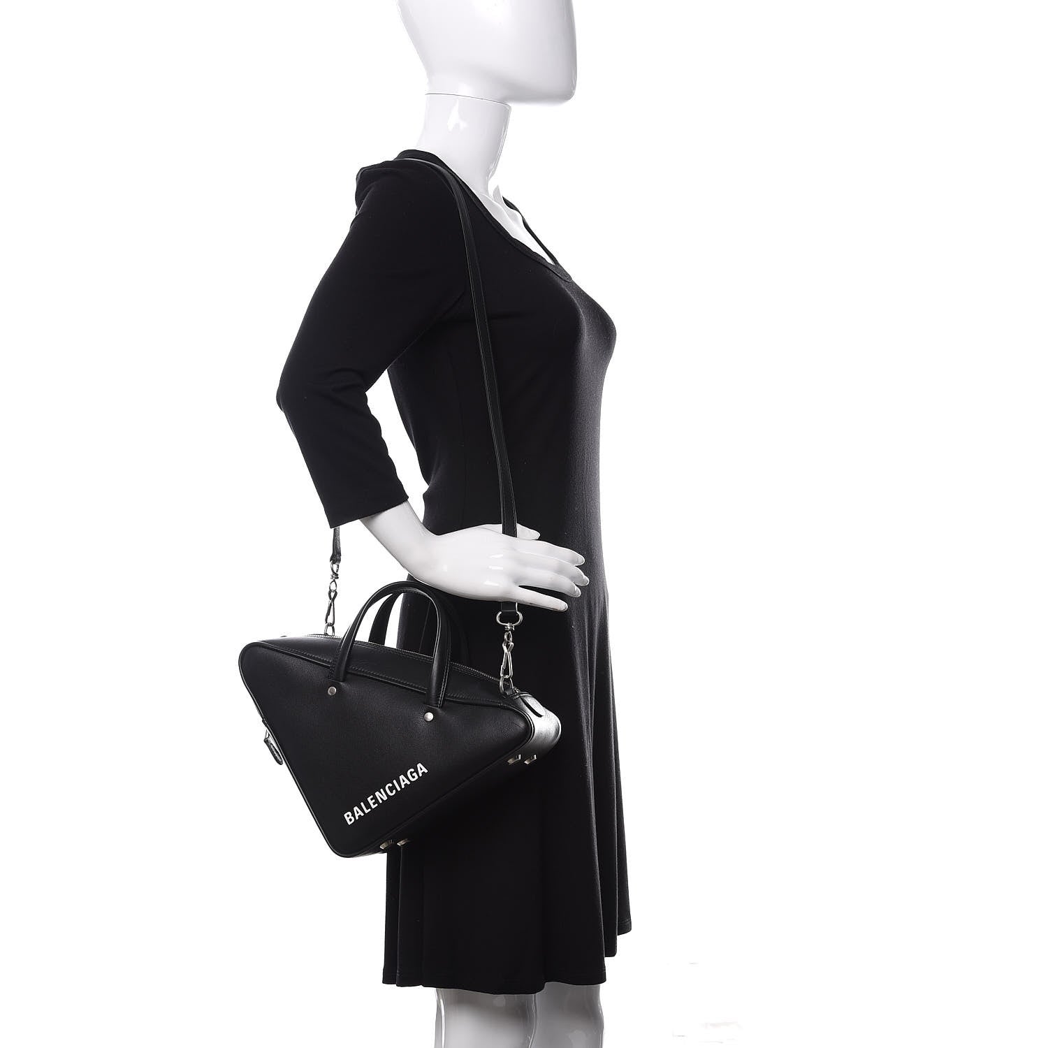 Balenciaga Calfskin S Triangle Duffle Black 2 of 10