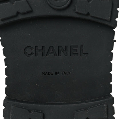 Chanel Calfskin Grosgrain Quilted Lace Up Boots 40 Black Grey 6 of 7