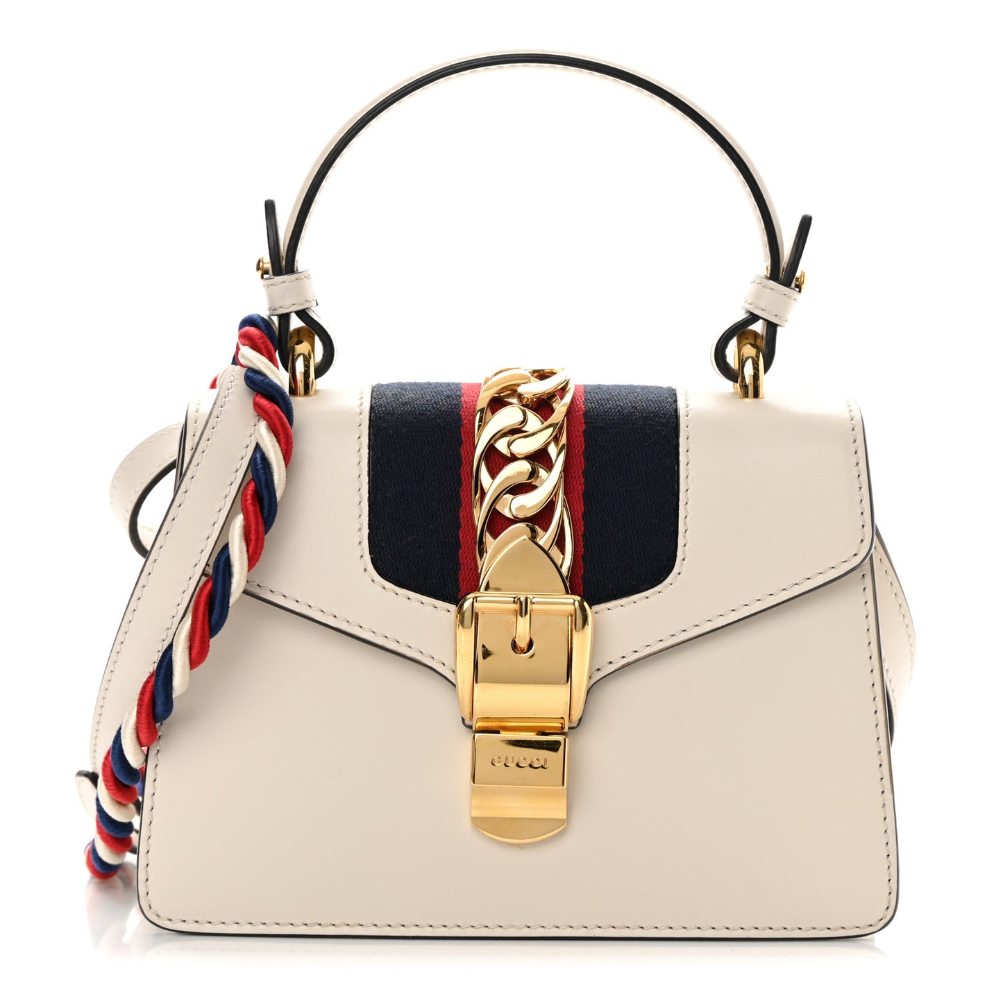Calfskin Mini Sylvie Top Handle Bag White