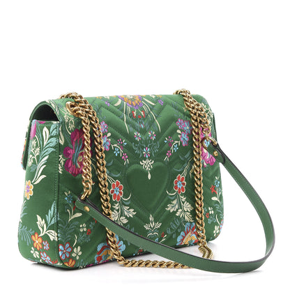 Gucci Jacquard Matelasse Floral Medium GG Marmont Shoulder Bag Green 3 of 13