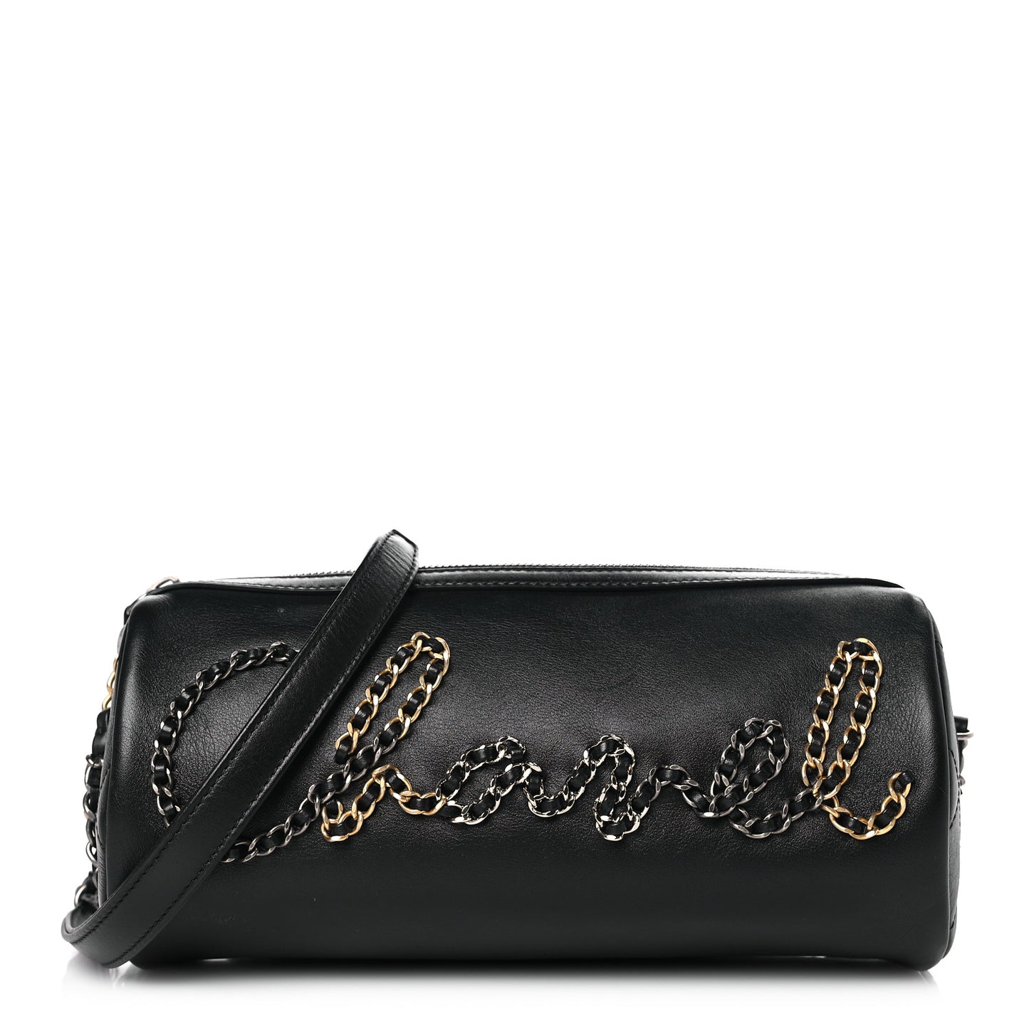 Calfskin Chain 20s Signature Bowling Bag Black