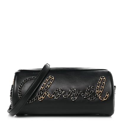 Chanel Calfskin Chain 20s Signature Bowling Bag Black 1 of 9
