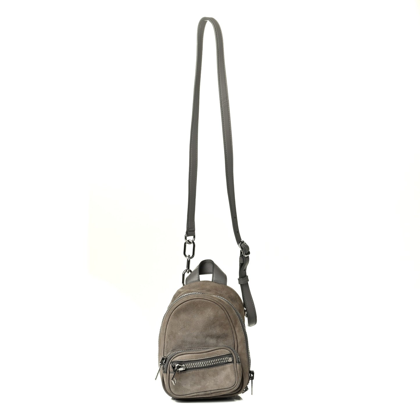 Suede Mini Attica Backpack Crossbody Grey