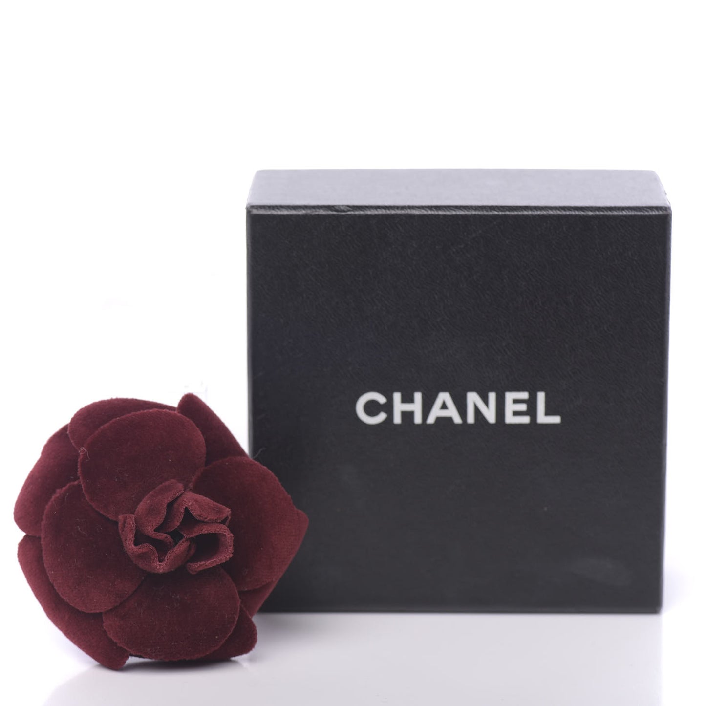 Velvet Camellia Brooch Pin Bordeaux