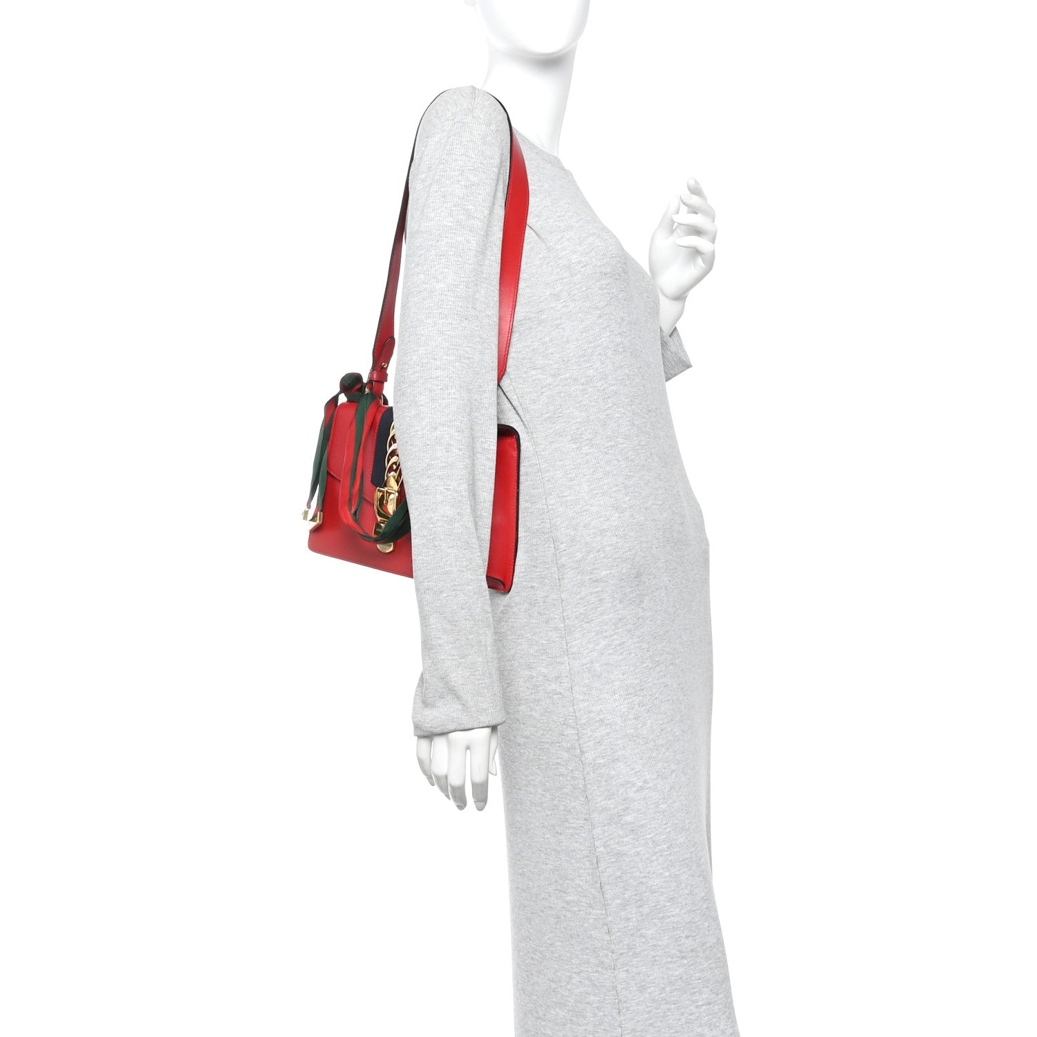 Gucci Calfskin Small Sylvie Shoulder Bag Hibiscus Red 2 of 10