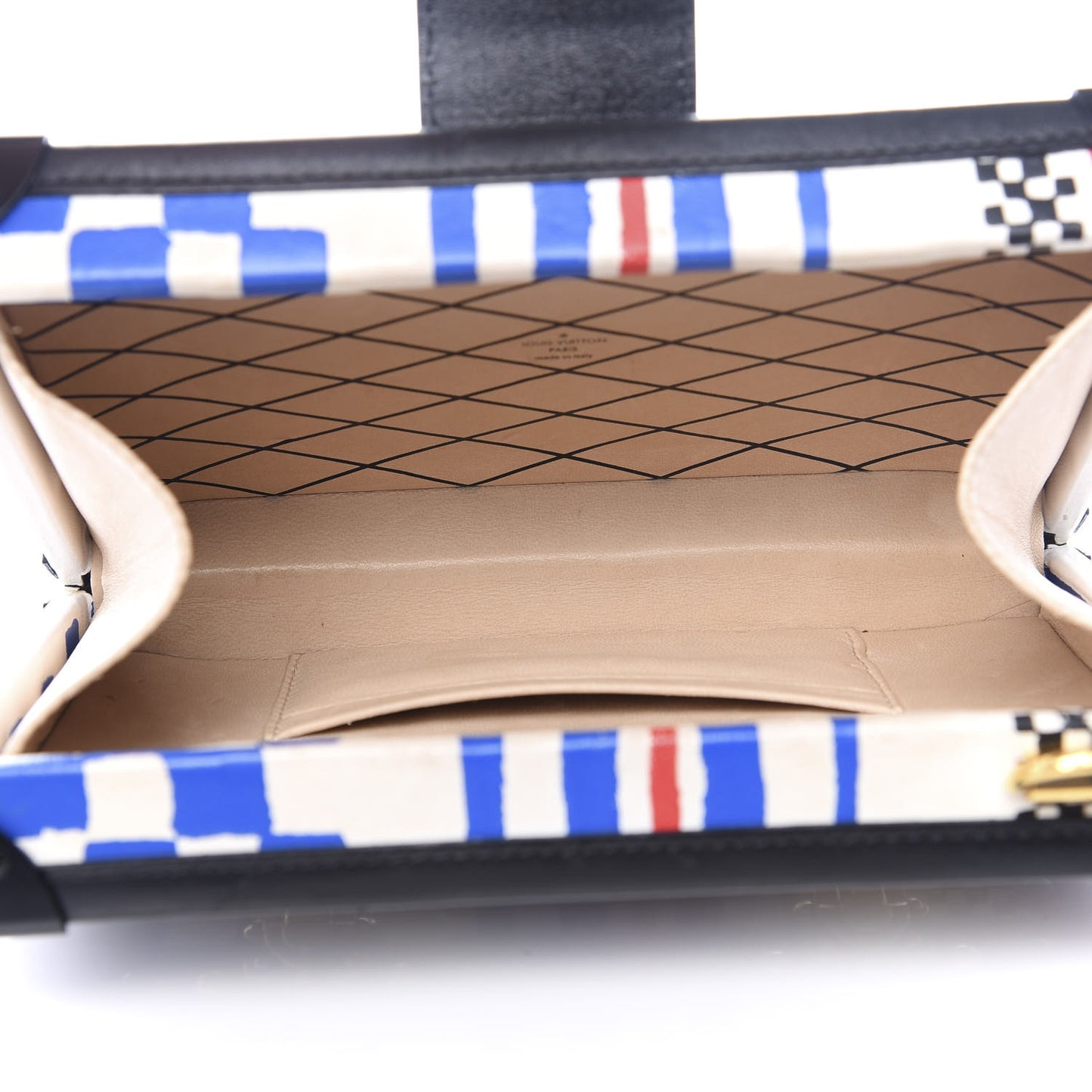 Lambskin Grand Prix Petite Malle White Blue