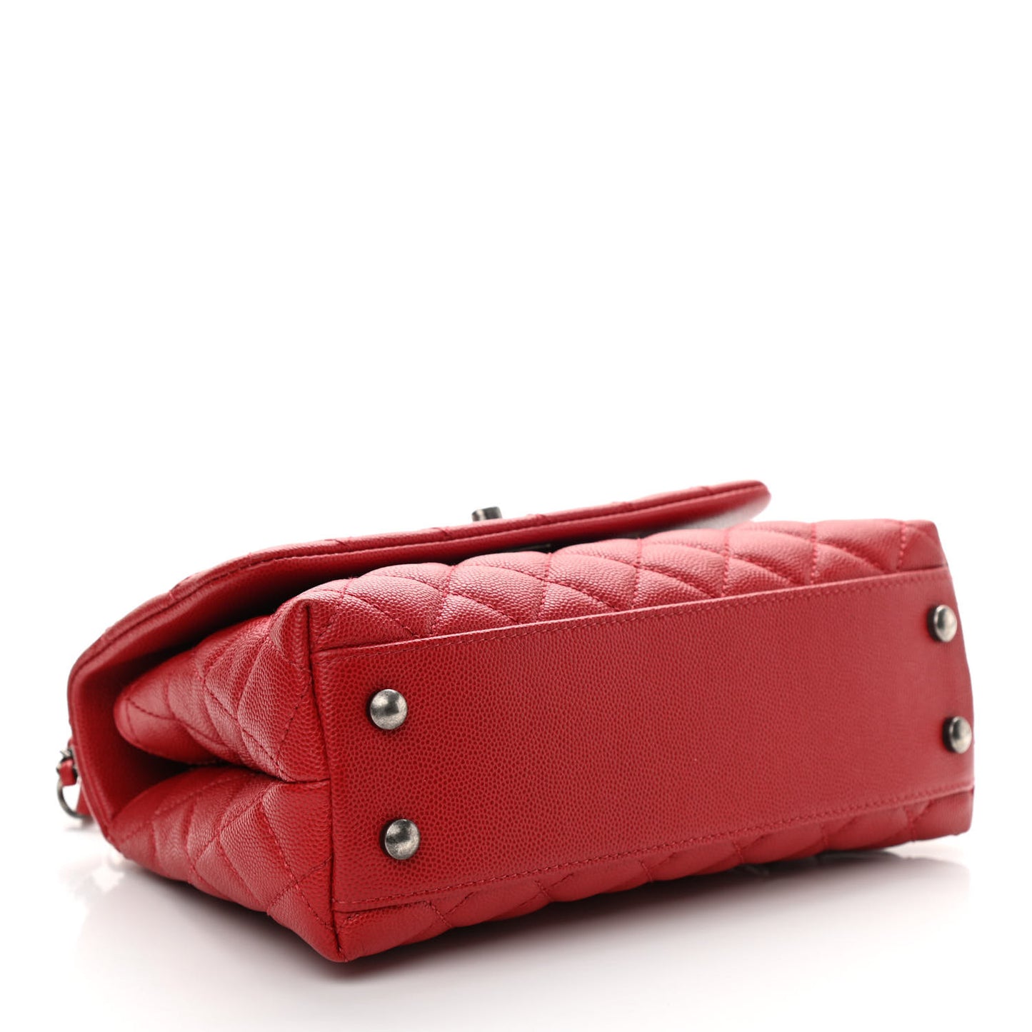 Caviar Quilted Mini Coco Handle Flap Dark Red
