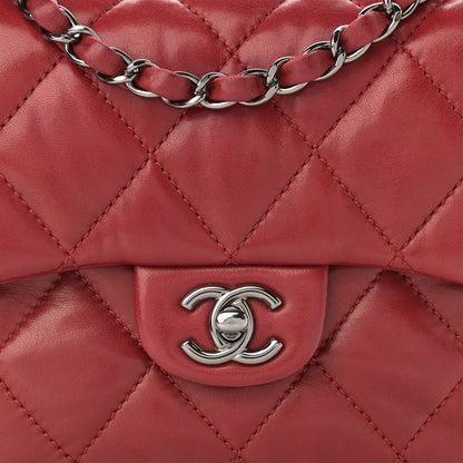 Chanel Lambskin Quilted Mini Chanel 3 Flap Red 8 of 10