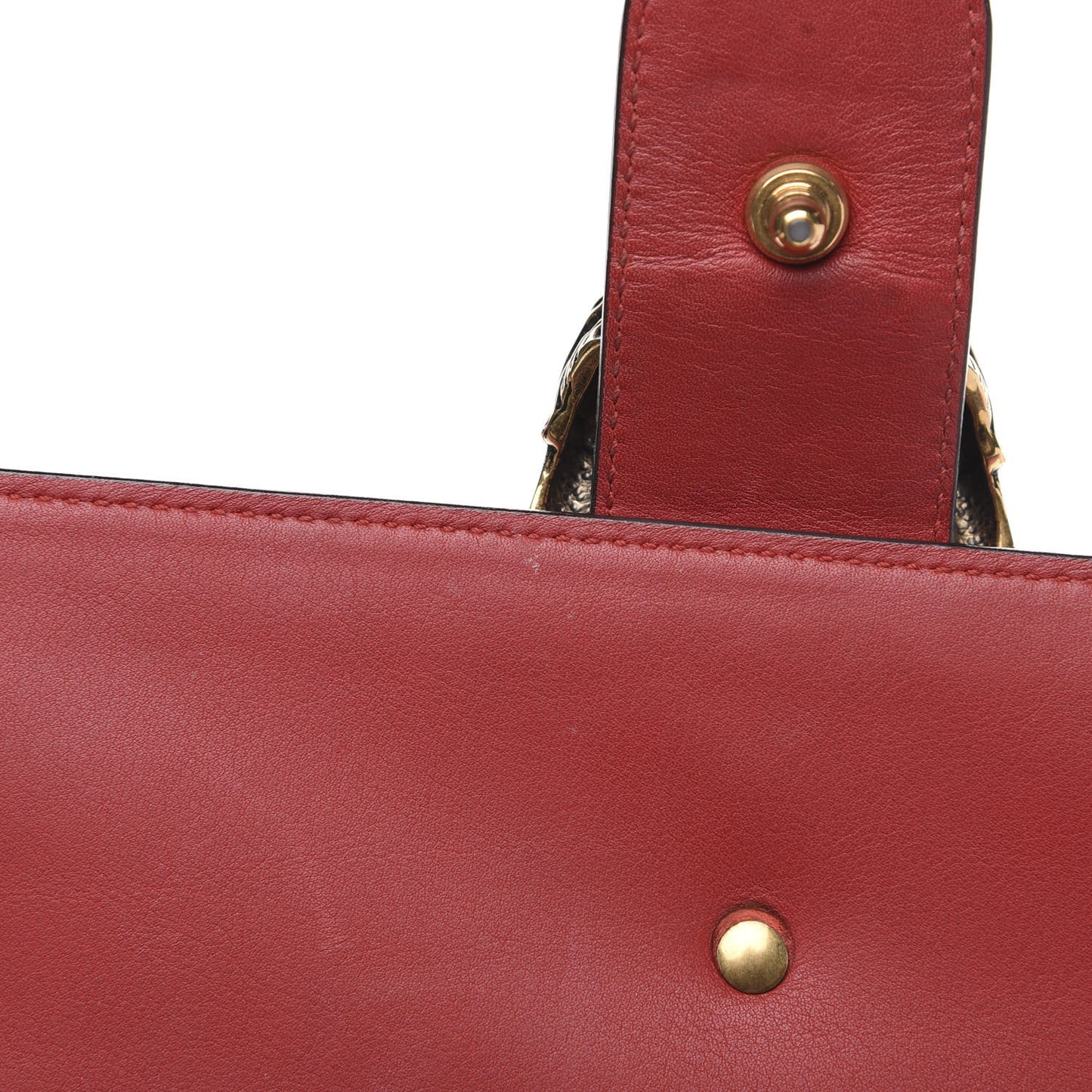 Moon Calfskin Web Large Dionysus Bamboo Top Handle Bag Hibiscus Red